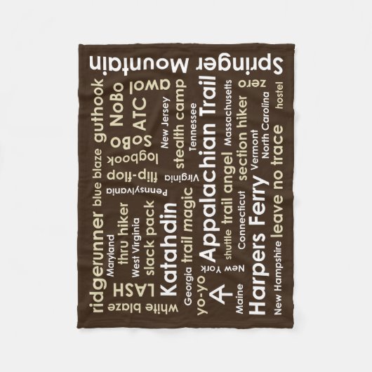 Appalachian Trail Word Cloud Fleece Deken (Voorkant)