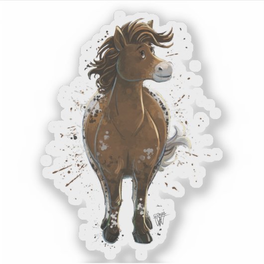 Appaloosa Gepiliseerd Pony Sticker (Voorkant)