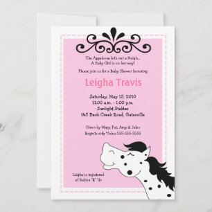 Appaloosa Horse Girl 5x7 Baby shower Invitation
