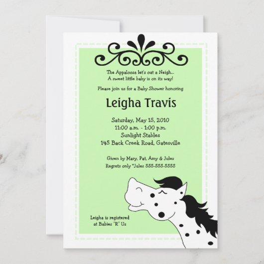 Appaloosa Horse Neutral 5x7 Baby shower Invitation (Devant)