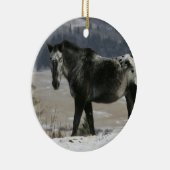 Appaloosa-paard in de sneeuw keramisch ornament (Rechts)