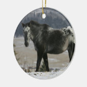Appaloosa-paard in de sneeuw keramisch ornament (Links)
