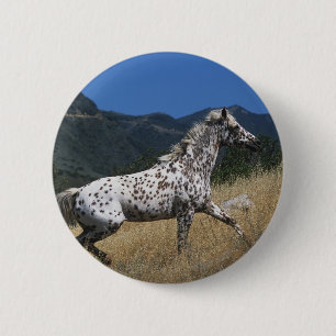 Appaloosa-paard rijdend in bergen ronde button 5,7 cm