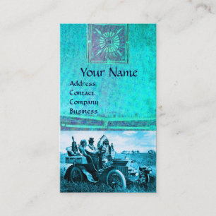 APPARATEN EN GERONIMO DIE EEN MOTORAUTO BESTUDEREN VISITEKAARTJE