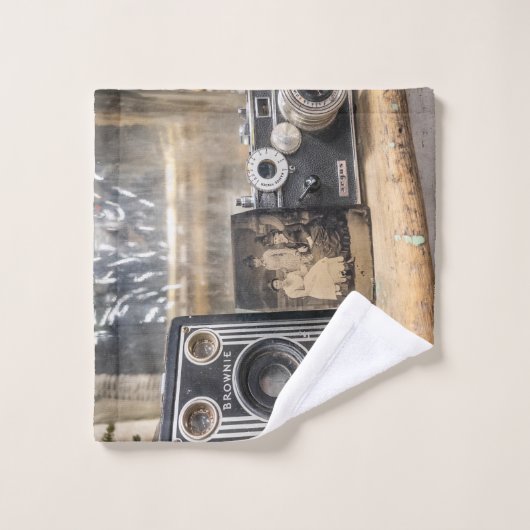 Appareils photo vintages avec impression Vintage (Gant de toilette)