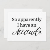 Apparently I Have An Attitude Briefkaart (Voorkant / Achterkant)