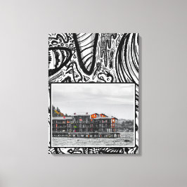 Appartementen aan het water canvas afdruk