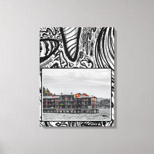 Appartementen aan het water canvas afdruk