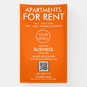 Appartementen te huur Modern Oranje Logo QR Code Spandoek