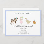 Appel à tous les animaux de fête Boy Invitations d (Devant / Derrière)