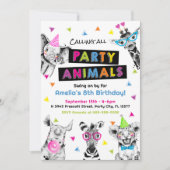 Appel à tous les animaux de fête Invitation d'anni (Devant)