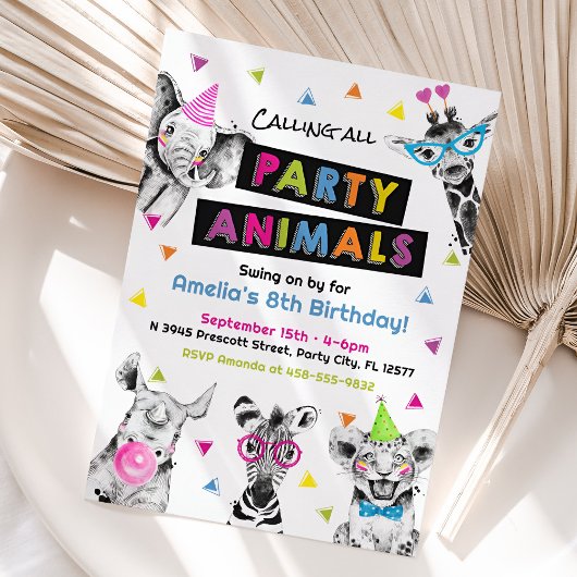 Appel à tous les animaux de fête Invitation d'anni