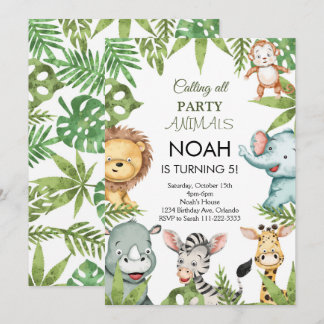 Appel à tous les animaux de fête Safari Invitation