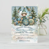 Appel à tous les elfes Snowflake Noël Invitation (Debout devant)