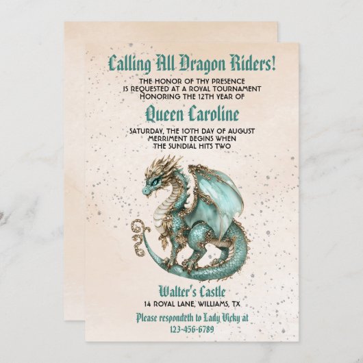 Appel à tous les pilotes Dragon Invitation d'anniv (Devant / Derrière)