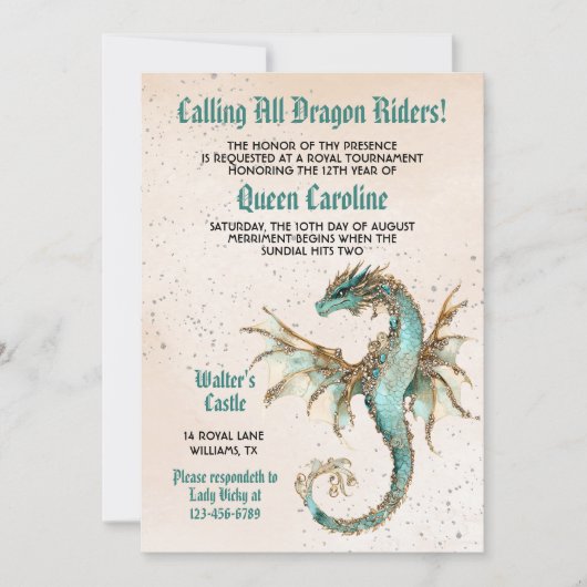 Appel à tous les pilotes Dragon Invitation d'anniv (Devant)