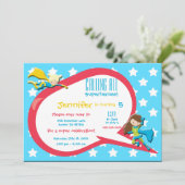 Appel à tous les super-héros Invitation de fête d' (Debout devant)