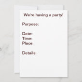 Appel à toutes les invitations d'animaux de fête (Dos)