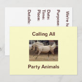 Appel à toutes les invitations d'animaux de fête (Devant / Derrière)