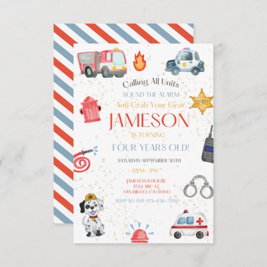 Appel à toutes les unités Invitation d'anniversair (Devant / Derrière)