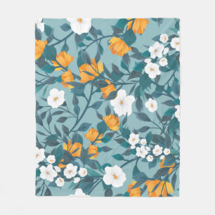 Appel Bloemen: Bloeiend Patroon Motief. Fleece Deken