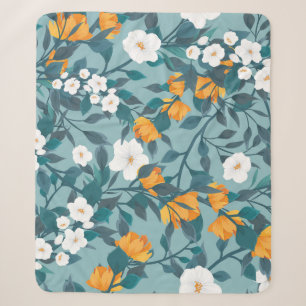 Appel Bloemen: Bloeiend Patroon Motief. Sherpa Deken