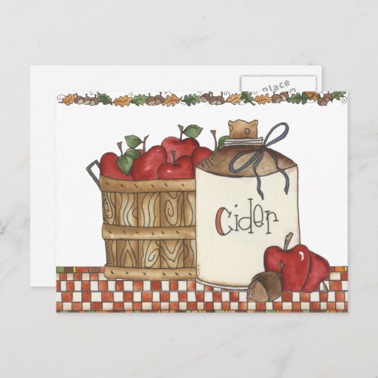 appel cider en appel het plukken briefkaart (Voorkant / Achterkant)