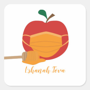 Appel en honing met Oranje gezichtsmasker Vierkante Sticker