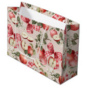 Appel & Gingham Strik Babyshower Cadeautas (Voorkant Gekanteld)