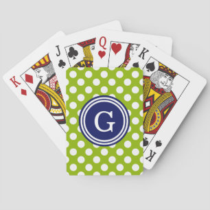 Appel Groen Navy Blauwe Witte Stippen 1IR Pokerkaarten