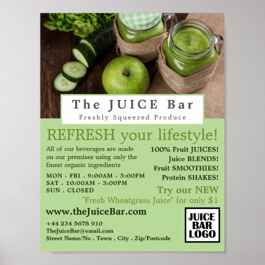 Appel & Komkommer, Juice Bar Adverteren Poster (Voorkant)