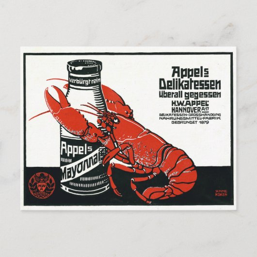  Appel Mayonnaise Advertisement Lobster Briefkaart (Voorkant)