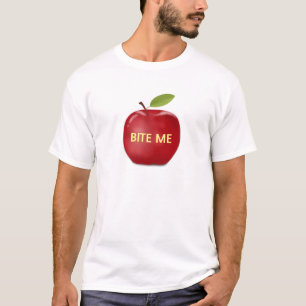 Appel met bewerkbare bijt me tekst t-shirt