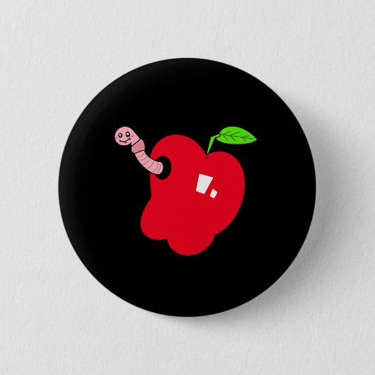 Appel met Worm Knop  Ronde Button 5,7 Cm (Voorkant)