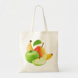 Appel, peer en banaan tote bag