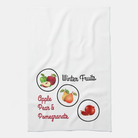 Appel, Peer & Granaatappel Design Theedoek (Verticaal)