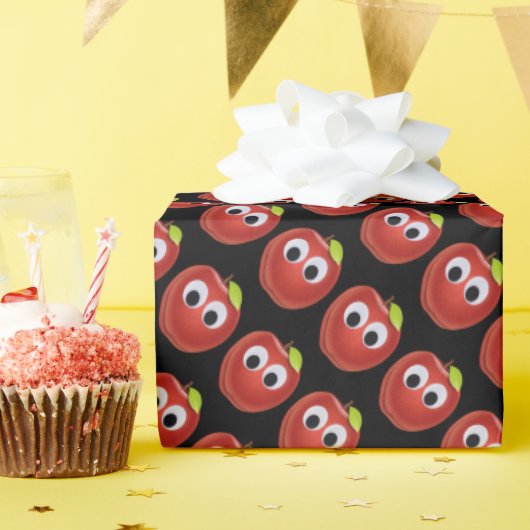 Appel, rood fruit met googly ogen - Gepersonalisee Cadeaupapier (Verjaardagsfeest)