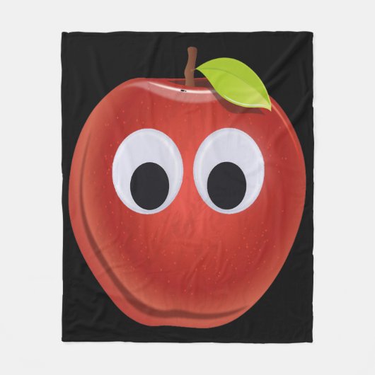 Appel, rood fruit met googly ogen - Gepersonalisee Fleece Deken (Voorkant)