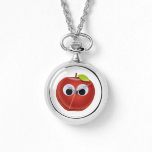 Appel, rood fruit met googly ogen - Gepersonalisee Horloge