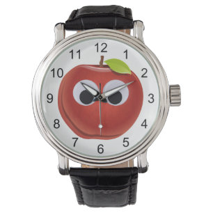 Appel, rood fruit met googly ogen - Gepersonalisee Horloge