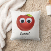 Appel, rood fruit met googly ogen - Gepersonalisee Kussen (Deken)