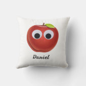 Appel, rood fruit met googly ogen - Gepersonalisee Kussen (Achterkant)