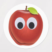 Appel, rood fruit met googly ogen - Gepersonalisee Labels (Design 2)