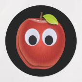 Appel, rood fruit met googly ogen - Gepersonalisee Labels (Design 1)