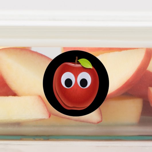 Appel, rood fruit met googly ogen - Gepersonalisee Labels (Aangebracht)