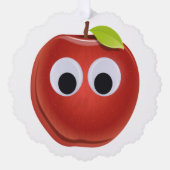 Appel, rood fruit met googly ogen - Gepersonalisee Ornament Kaart (Voorkant)