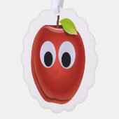 Appel, rood fruit met googly ogen - Gepersonalisee Ornament Kaart (Links)