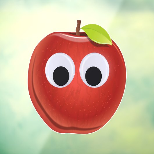Appel, rood fruit met googly ogen - Gepersonalisee Raamsticker (Vel 3)