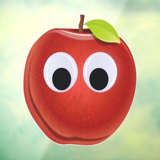 Appel, rood fruit met googly ogen - Gepersonalisee Raamsticker (Vel 3)