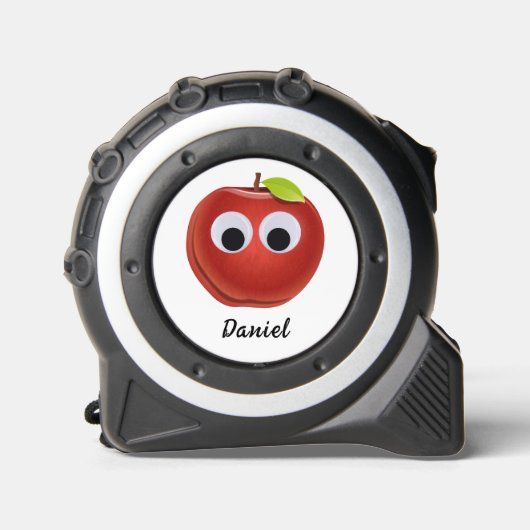 Appel, rood fruit met googly ogen - Gepersonalisee Rolmaat (Voorkant)